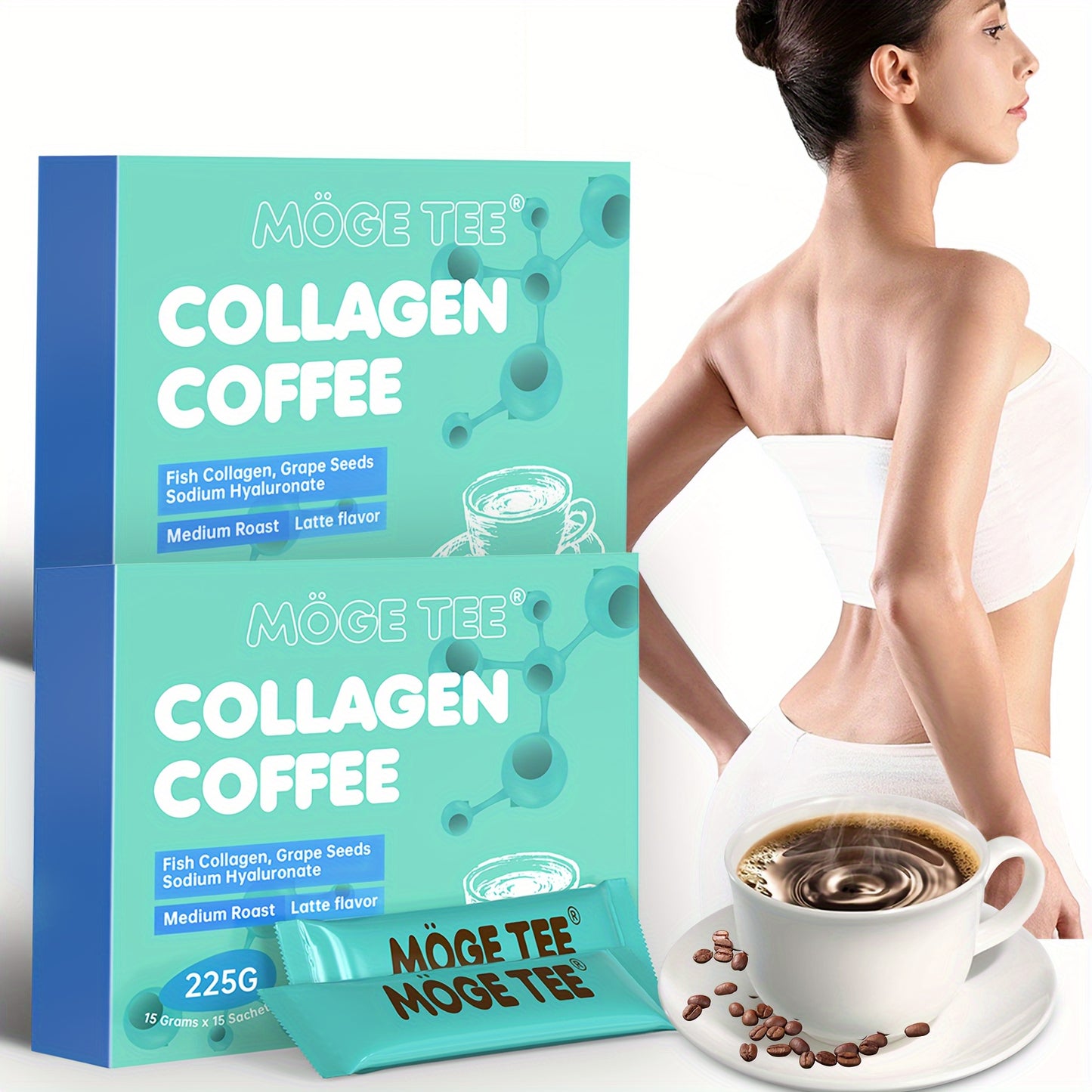 Collagen Coffee 8oz Cold Brew Arabica Coffee, Instant