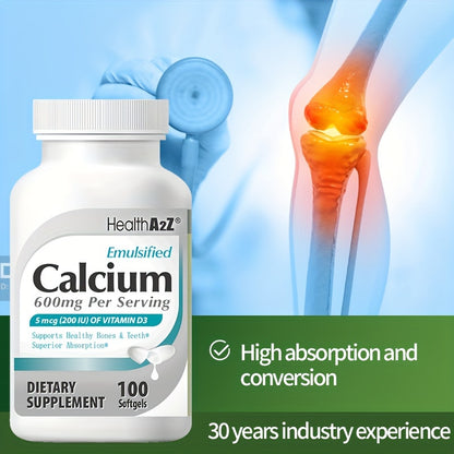 Calcium with 200 IU vitamin D3 - 100 Capsules