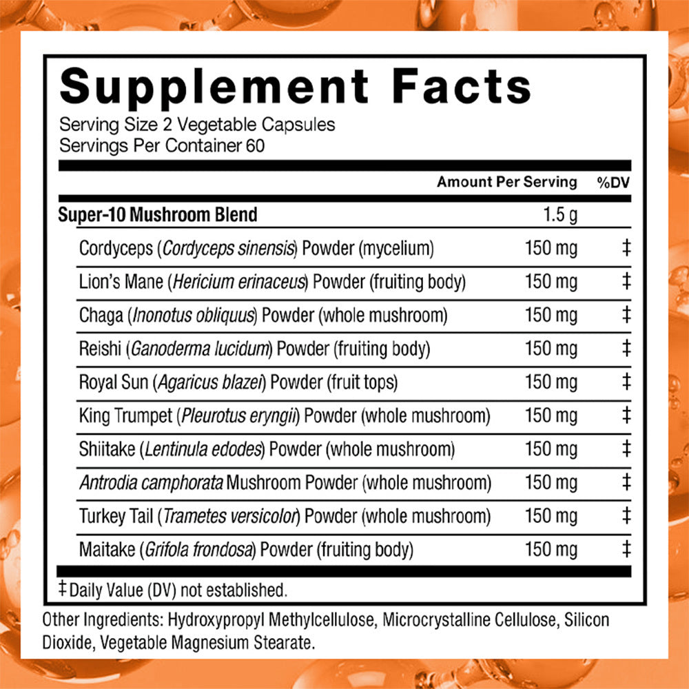 Mushroom Superfood Blend Natural Supplement 120 Capsules