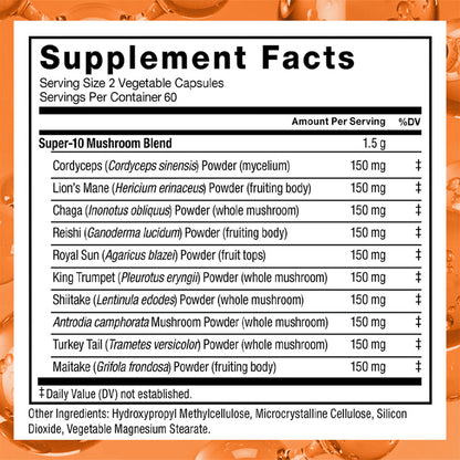 Mushroom Superfood Blend Natural Supplement 120 Capsules