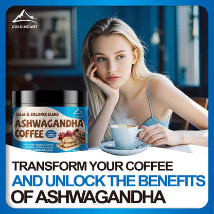 Ashwagandha Coffee with 100% Arabica beans, enriched with Ashwagandha root, Rhodiola Rosea, L-Theanine, Reishi, Chaga