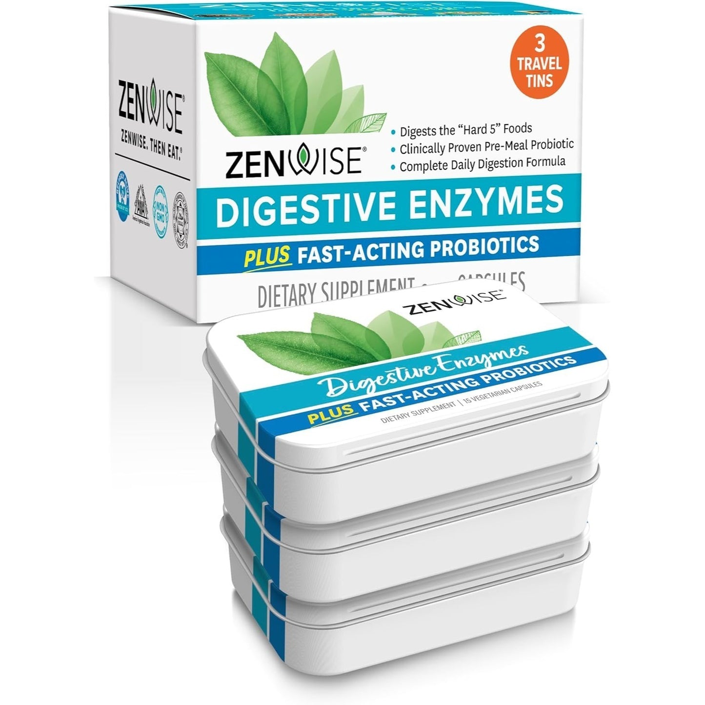 Digestive Enzymes - Multi-Enzyme with Prebiotics 3 Cans, 15 Counts Each