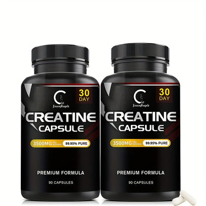 Creatine Monohydrate Capsules 3500 mg Pure Creatine Monohydrate - 180 Capsules (2 Packs)