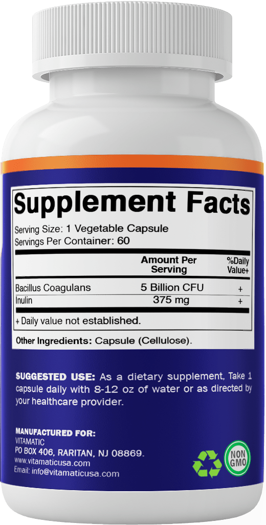 Bacillus Coagulans probiotic supplement - Promotes GI digestive health - 60 vegetarian capsules