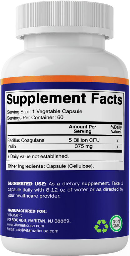 Bacillus Coagulans probiotic supplement - Promotes GI digestive health - 60 vegetarian capsules