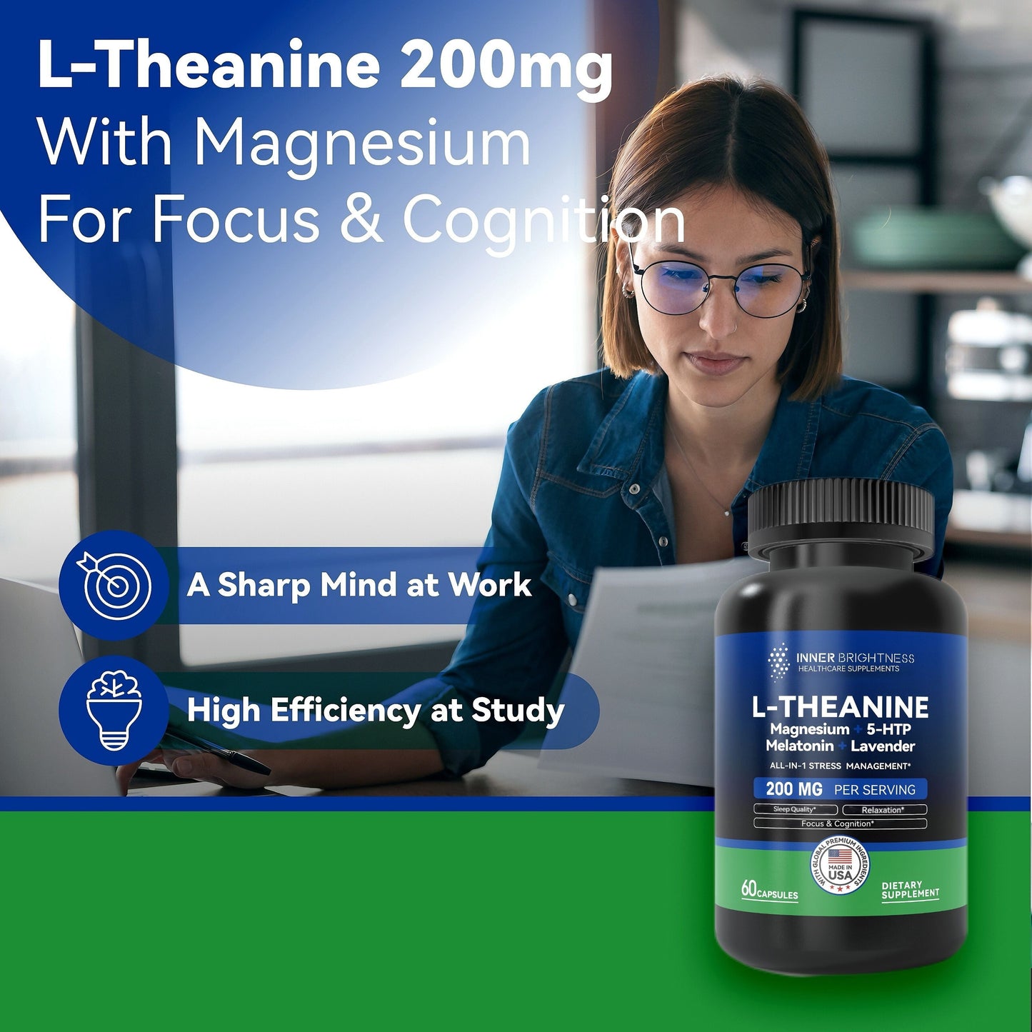 L-Theanine, 200mg, Magnesium, 5-HTP and Melatonin