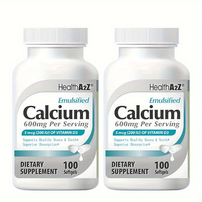 Calcium with 200 IU vitamin D3 - 100 Capsules